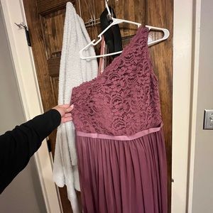 David's Bridal Lace One Shoulder Bridesmaid Dress- size 14